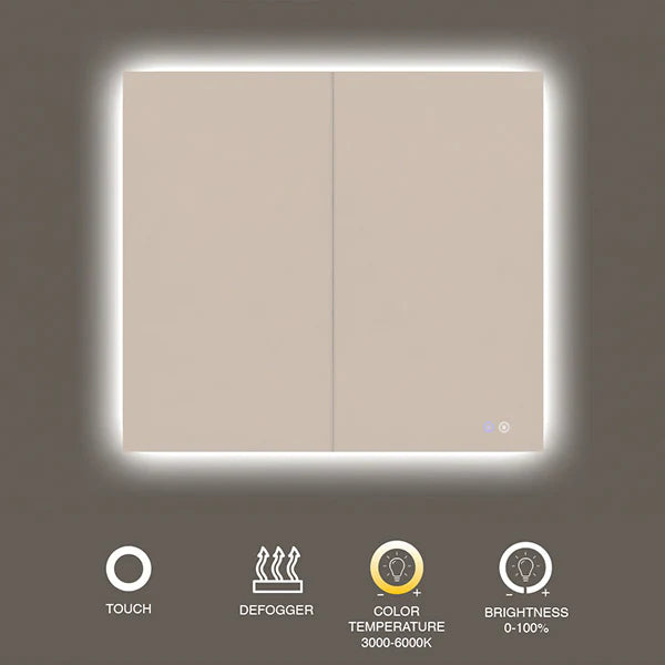 32" x 32" rectangular frameless LED medicine cabinet