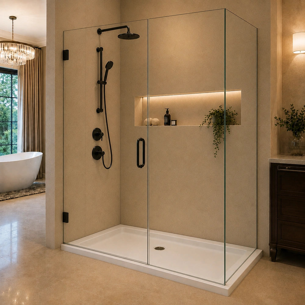 60" X 32" Double Threshold Showerbase Center Drain