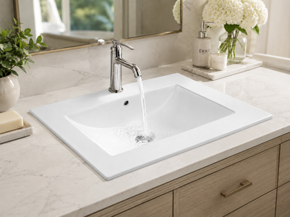 Lavabo de salle de bain rectangulaire encastrable de 61 cm
