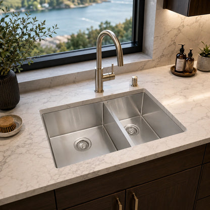 32" Undermount Double Bowl Kitchen Sink