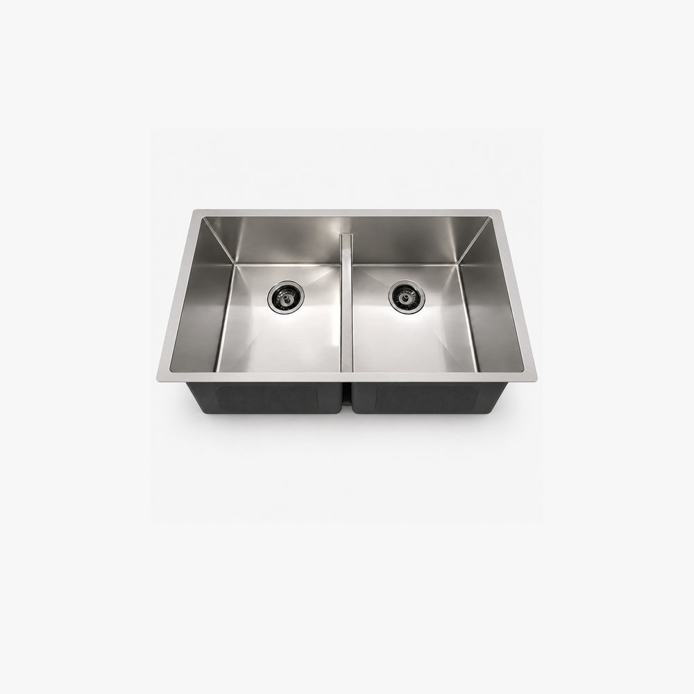 32" Low Divide Undermount Double Bowl Kitchen Sink