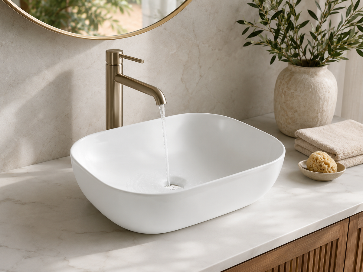 Lavabo de salle de bain rectangulaire de 20 po à poser