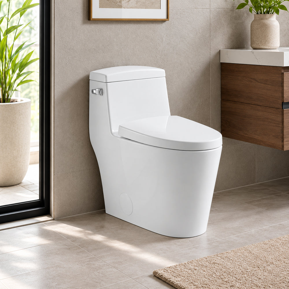 Toilette allongée monobloc