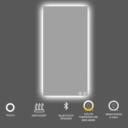 Miroir LED rectangulaire sans cadre de 60 x 90 cm