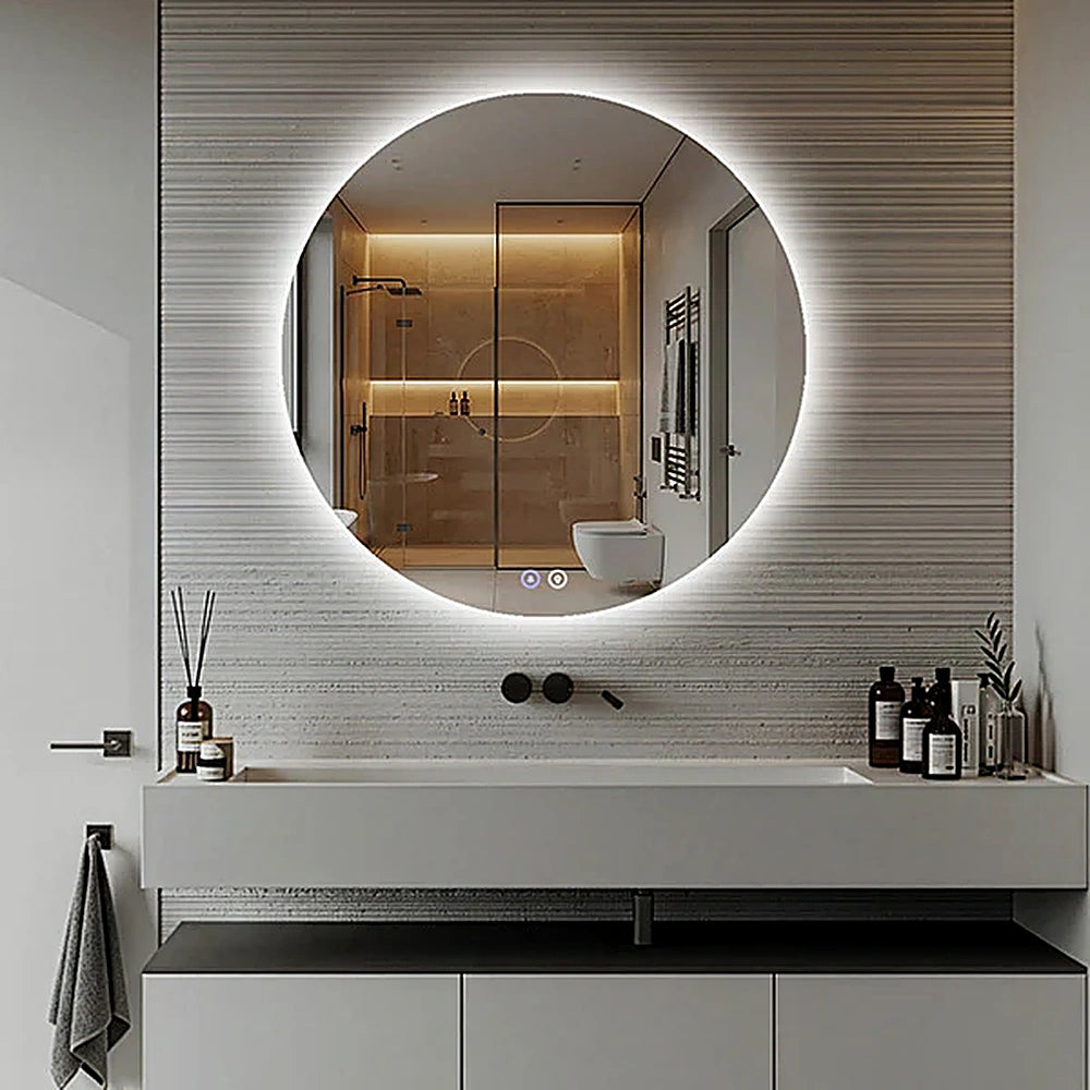 36" x 36" round frameless LED mirror