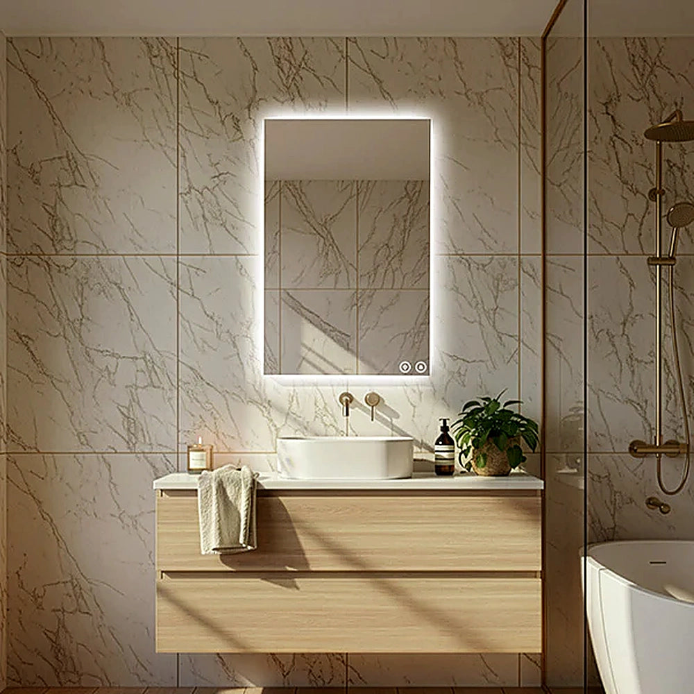 Miroir LED rectangulaire sans cadre de 60 x 90 cm