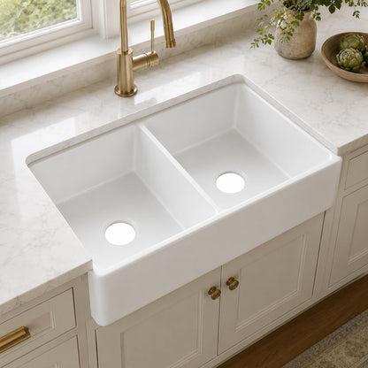 32" Undermount Double Bowl Farmhouse Kitchen Sink