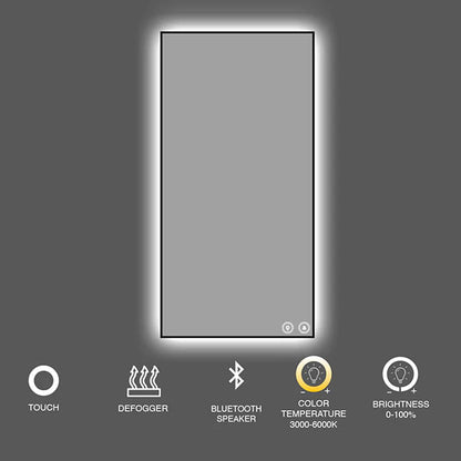 Miroir LED rectangulaire encadré 24" x 36"