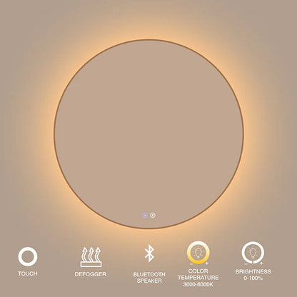Miroir LED rond encadré de 31 po x 31 po