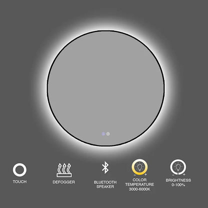 Miroir LED rond encadré de 31 po x 31 po