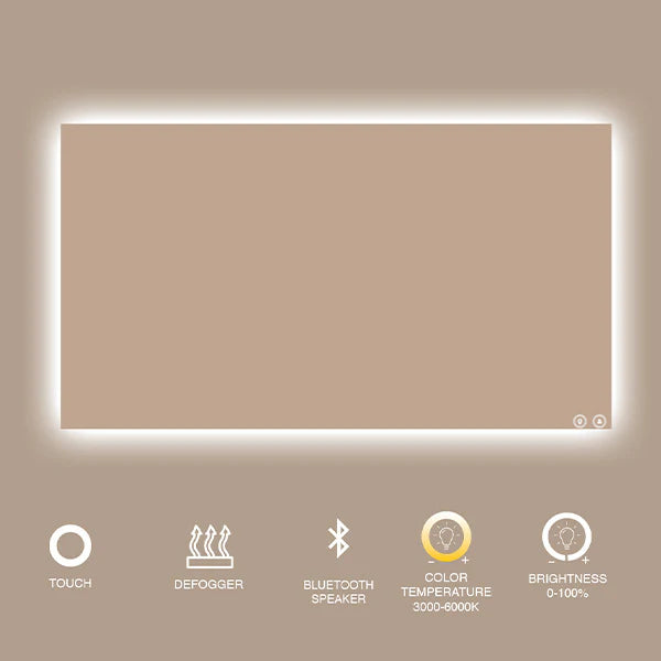 Miroir LED sans cadre rectangulaire 36" x 36"