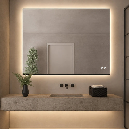 Miroir LED rectangulaire encadré de 122 cm x 91 cm