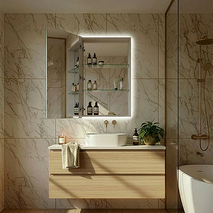 Armoire de toilette rectangulaire sans cadre à LED, 20 po x 40 po