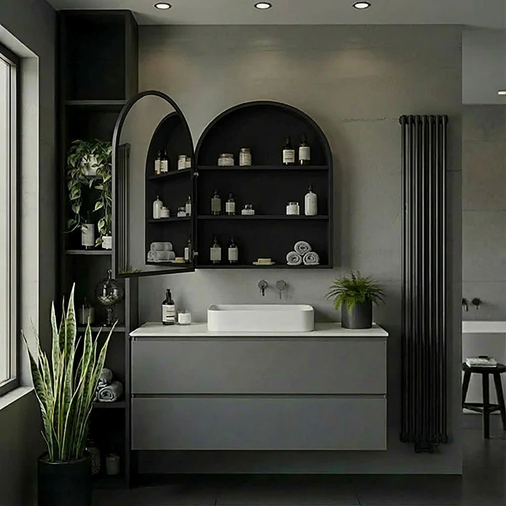 24" x 40" arched framed LED medicine cabinet