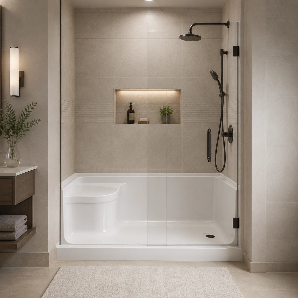 Bard 60" X 32" Showerbase With Seat Right Drain