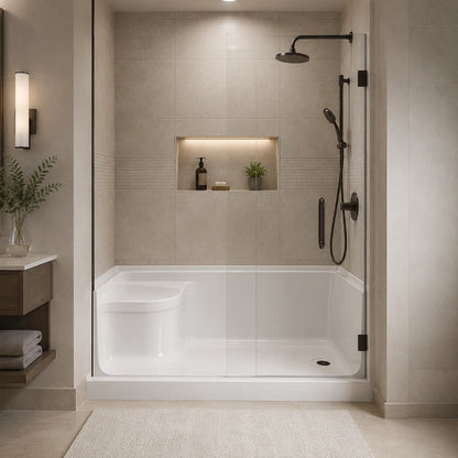 Bard 60" X 32" Showerbase With Seat Right Drain